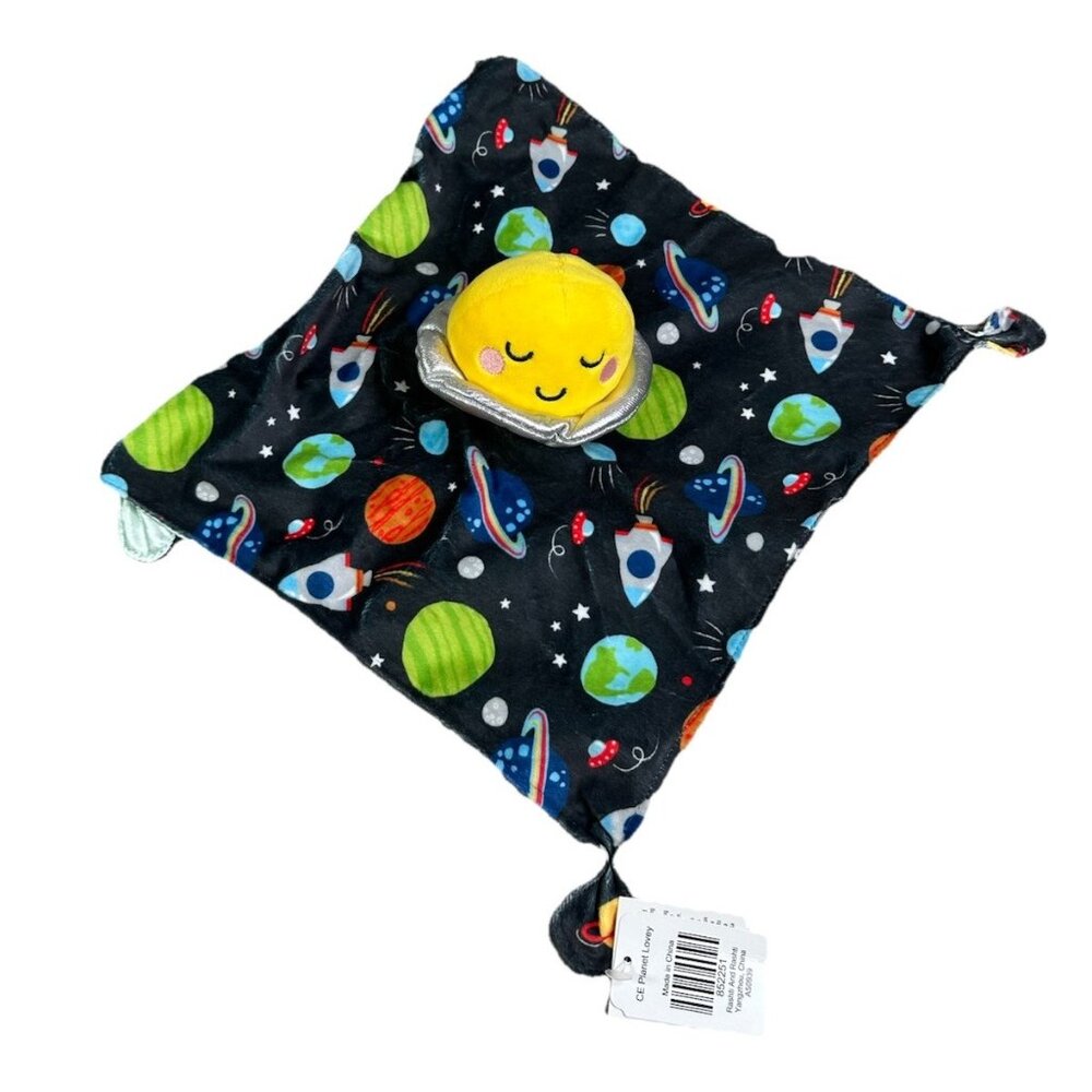 Rare BABY STARTERS Planets Spaceship RATTLE Security Blanket Plush Lovey 11X11